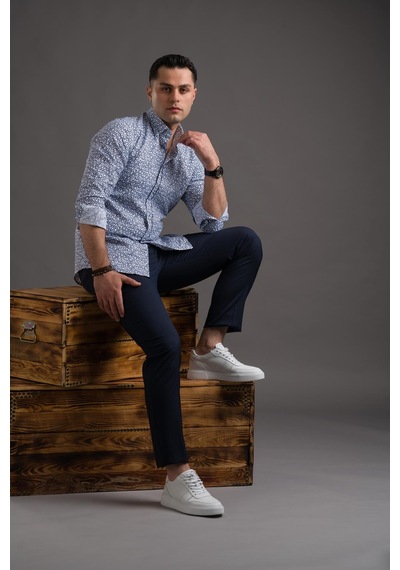 Advante Desenli Slimfit Düğmeli Yaka Uzun Kol Erkek Gömlek 001