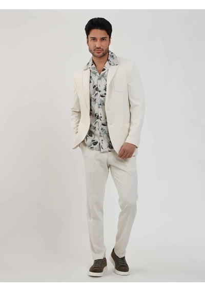 Dufy Bej Erkek Slim Fit Düz Mono Yaka Casual Ceket - 104432-bej Bej