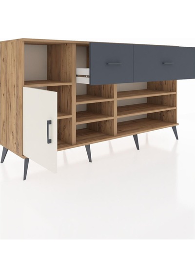 Hyperion Konsol 6 Raflı 2 Çekmeceli Tek Kapaklı 176x44x99 Çam-ay Çam-aytaşı/antrasit Hyperion Konsol 6 Raflı 2 Çekmeceli Tek Kapaklı 176x44x99 Çam-ay Çam-aytaşı/antrasit