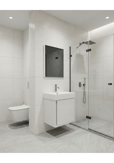 Vasa Kapaklı 50 Cm Beyaz Lavabo Dolabı Üçlü Set