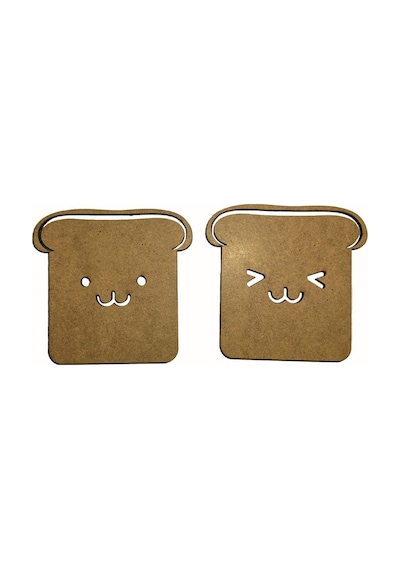 Tost Ahşap Bardak Altlığı 2 Lı Set Sevgililere Özel Bardak Altlığ Kahverengi
