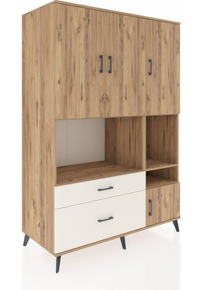 Kronos Dolap 7 Raflı 2 Çekmeceli 4 Kapaklı 132x59x195 Çam-çam... Çam