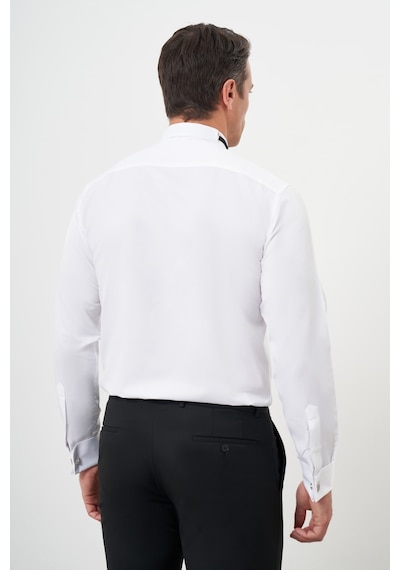 Morven Erkek Beyaz Manşetlii Jakar Desen Ata Yaka Slim Fit Gömlek Beyaz