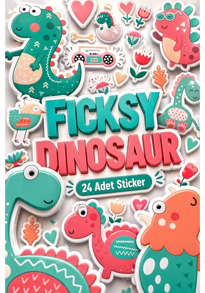 Sevimli Dinozor Sticker Seti - 24 Adet Etiket Çıkartma Diğer
