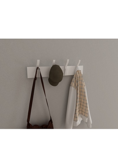 Hepsi3boyutlu Modern Duvar & Kapı Kanca Askılık - 4 Adet Beyaz Kanca Askılık - Model No : 3 Beyaz