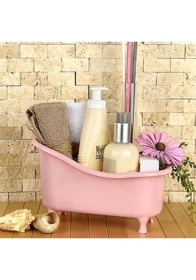 Dekoratif Mini Küvet Şeklinde Çok Amaçlı Banyo Düzenleyici Sepet Beyaz