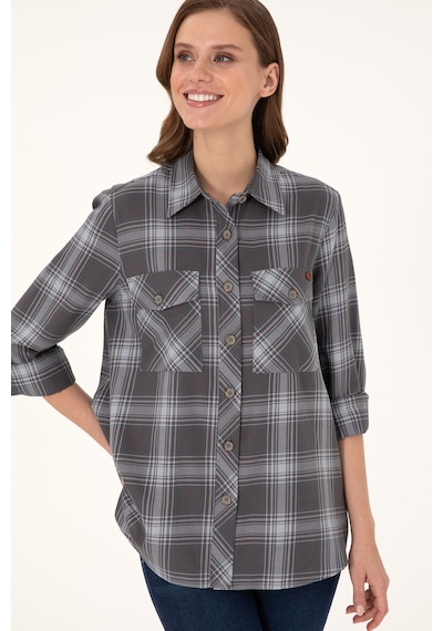 U.S. Polo Assn. Kadın Gri Uzun Kollu Tunik Gömlek 50297096-VR024