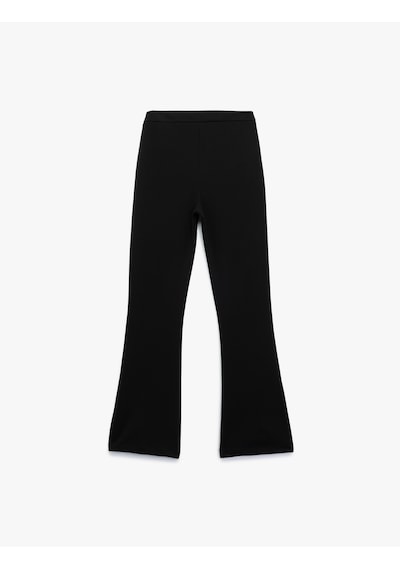 Koton Slim Fit Yırtmaç Detaylı İspanyol Paça Pantolon Siyah 6wak40026ek Siyah