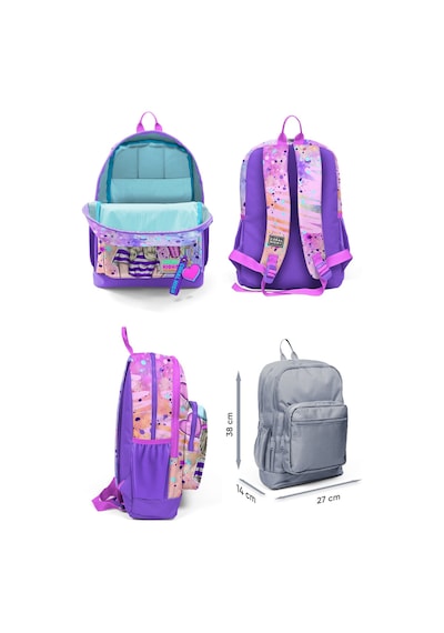 Coral High Kız Çocuk Pembe Mor Fashion Girl Desenli İlkokul Okul Çanta Seti Ve Bel Çantası