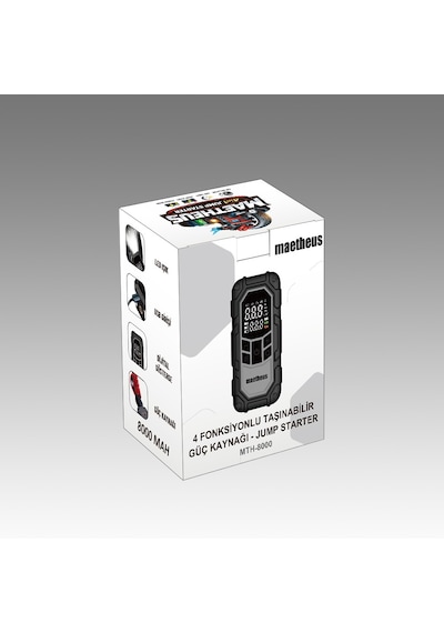 4in1 Akü Takviye Ateşleyici Lastik Şişirme Kompresörü Powerbank Led Işık 150 Psı 8000mah