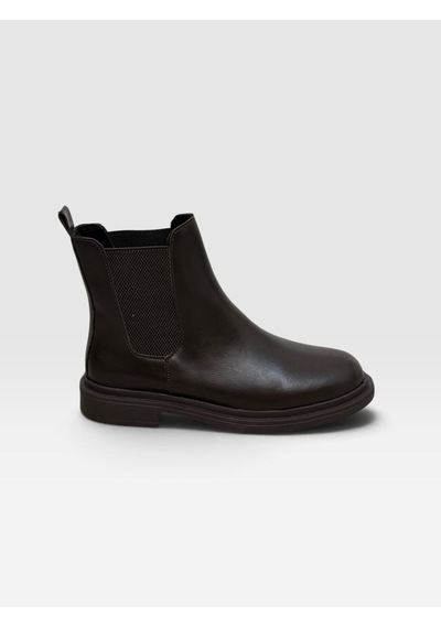 Kahve Parlak Deri Bracly Lastik Detaylı Kadın Bot-6419 Kahverengi