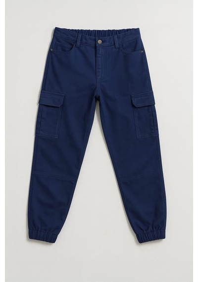 Kadın Kargo Cep Beli Lastikli Slim Fit Lacivert Jean Pantolon Lacivert Kadın Kargo Cep Beli Lastikli Slim Fit Lacivert Jean Pantolon Lacivert