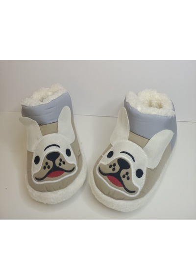 Huzurlu Adımlar Kulaklı Köpek Peluş Panduf Vizon Mavi