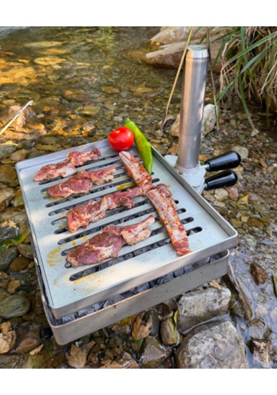 Bravon Outdoor Taşınabilir Kamp Mangalı , Paslanmaz Mangal , Ateş Çukuru,dikdötgen , Isı Ayarlı