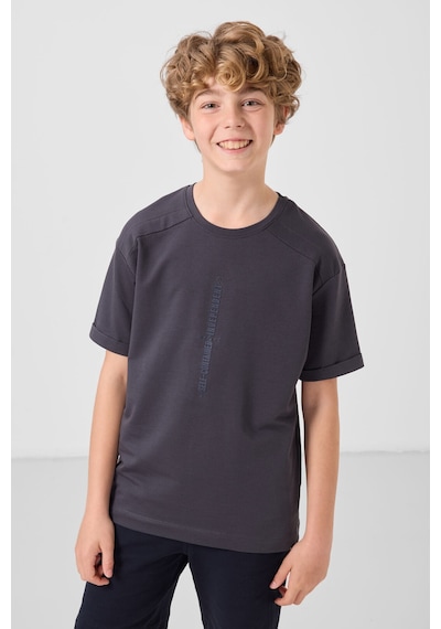 Oversize Fit Baskılı 3lü Paket Antrasit-ekru-taş Erkek Çocuk T-shirt - 11301 Antrasıt-ekru-taş