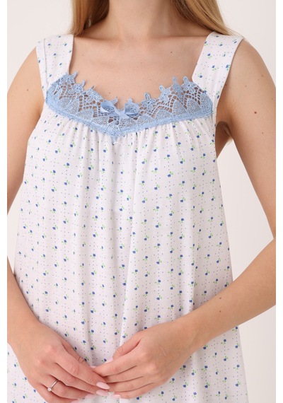 Yasar Underwear Kadın Dantelli Geniş Askılı Desenli Uzun Gecelik Mavi Mavi Yasar Underwear Kadın Dantelli Geniş Askılı Desenli Uzun Gecelik Mavi Mavi