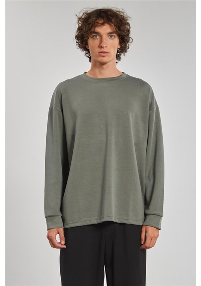 Barrels And Oıl Bisiklet Yaka Erkek Sweatshirt- Açık Haki Açık Haki