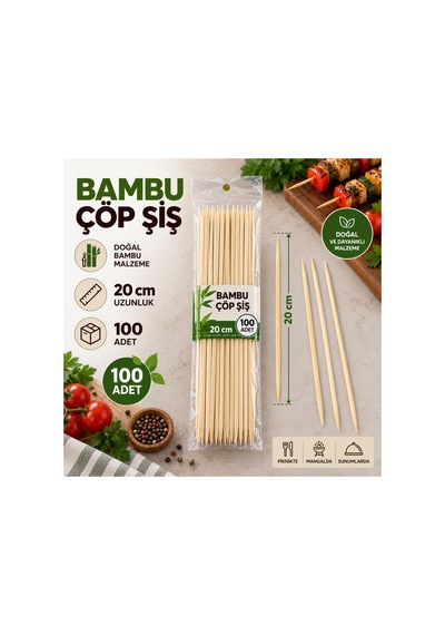 Çöp Şiş 20 Cm 100 Adet Bambu Çöp Şiş - 920922408