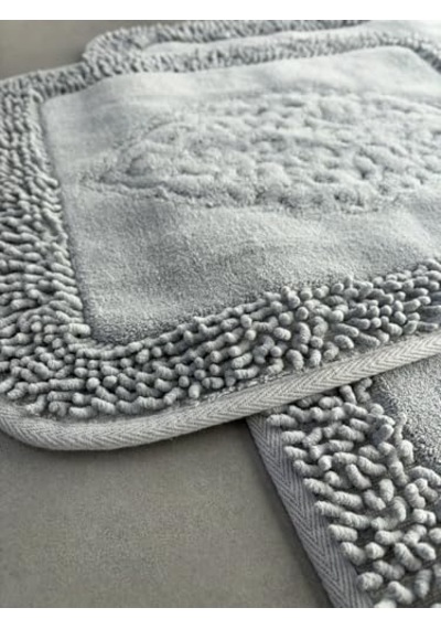 Şile Yumuşacık Süper Emici 2'li%100 Pamuk Ultra Lüks Banyo Paspası Seti Antrasit 60x100 Cm 2li