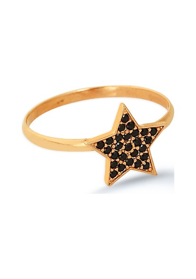 Kuyumcudukkani Elişi Yıldız Şekilli Taşlı Yüzük-10328-r-blk Rose Gold