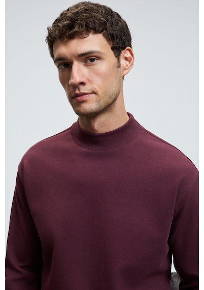 Grımelange QUILLA Erkek Yarım Balıkçı Basic Bordo Sweatshirt