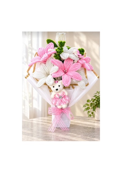 Pembesi Ve Beyaz Uyumlu Buket Beyaz - 878575933 Beyaz