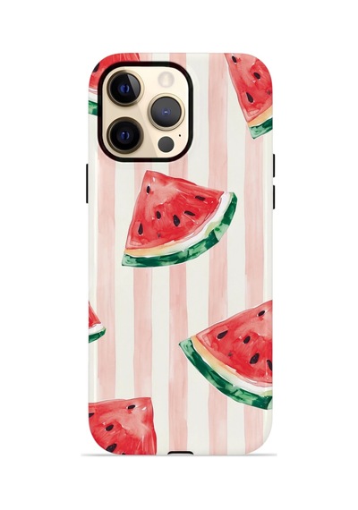 Apple iPhone Uyumlu 12 Pro Max Vorian Çift Katmanlı Kılıf Watermelon Blush Stripe