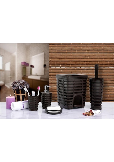 Primanova Palm 5 Parça Banyo Seti Kahverengi M-Sas06-10 Kahverengi
