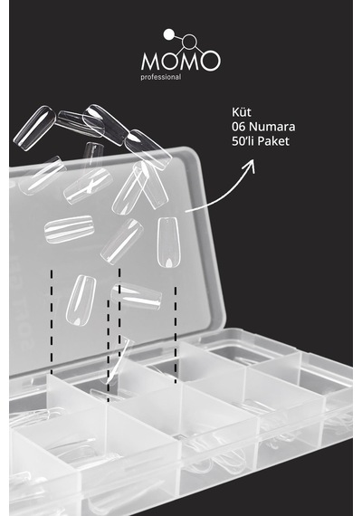 Momo Professional Soft Gel Tips Küt No:06 Tek Boy 50 Li Yedek Paket