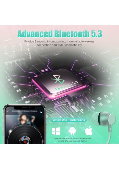 Tr Boyun Bandı Bluetooth Kulaklık, 200h Ekstra Uzun Çalma Süresi Kablosuz Stereo Boyun Bandı, Mikrofonlu Kulaklık, Genel