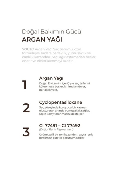 Youto Saç Serumu 100ml. Argan Oil