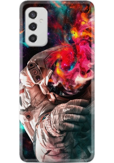 Samsung Uyumlu Galaxy M52 Kilif Silikon Desenli Fire Astronout 1847 539336409