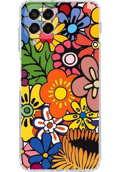 Samsung Galaxy M33 İle Uyumlu Retro Color 2 Kamera Korumalı Şeffaf Kılıf Şeffaf