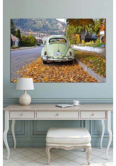 Vosvos Vintage Otomobil Şehir Manzara Kanvas Tablo 140 x 100