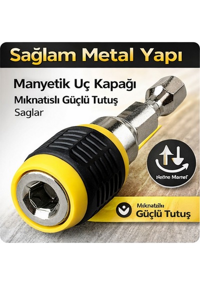 Manyetik Bits Uç Tutucu Hex Manyetik Matkap Ucu Adaptörü 60mm Otomatik Kartelalı