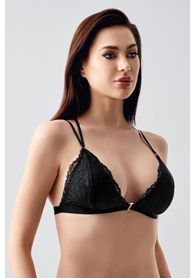 New Bra Sırt Tasarım Detay Dantelli Üçgen Bralet Siyah 8326