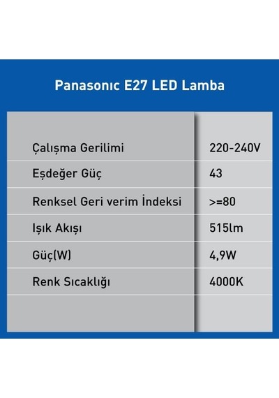 Led Lamba, Gün Işığı E27 4,9w 515lm 4000k