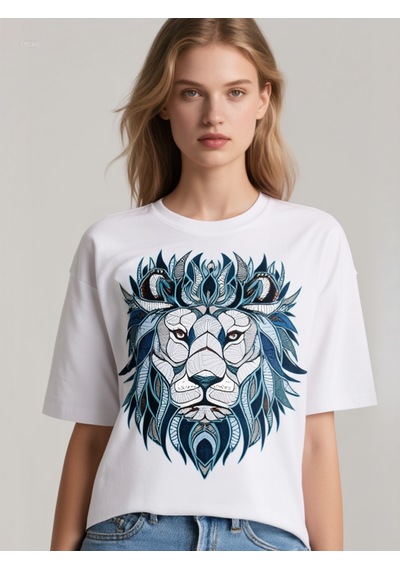 Aslan Oversize Unisex T-shirt Beyaz