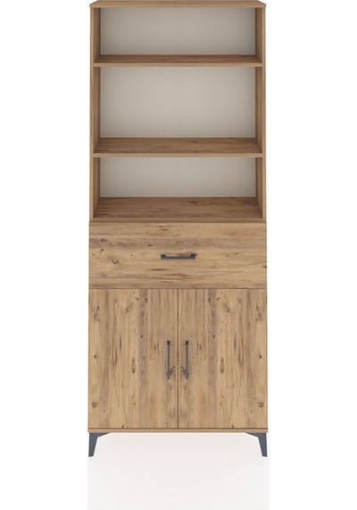Arges Dolap 4 Raflı Tek Çekmeceli 2 Kapaklı 88x30x221 Çam-çam Atlas Çam