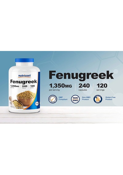 Nutricost Fenugreek Seed 1350mg, 240 Capsules - Gluten Free, ...