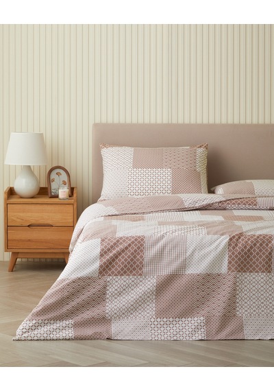 English Home Chain Patch Kolay Ütülenir Tek Kişilik Nevresim Takımı 160x220 Cm Turuncu