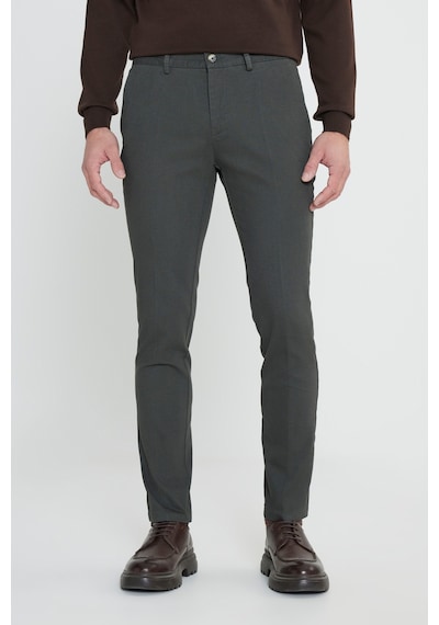 AC&Co / Altınyıldız Classics Erkek Yesıl Slim Fit Dar Kesim Pamuklu Esnek Armürlü Yan Cep Pantolon - Yesıl Yeşil