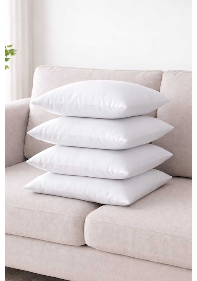 Turkıshrug Kıngdom 4 Adet Kalite Kare Kırlent İç Yastık 1.kalite Sünger Kırpıntı+ Elyaf Dolgulu 43x43 45 X 45 Beyaz