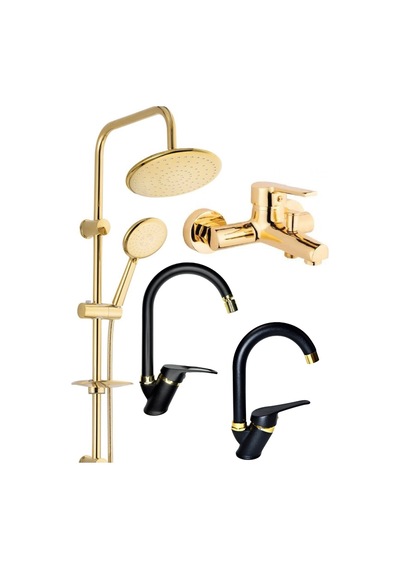 Armilla Yuvarlak Gold Robot Duş Seti, Gold Banyo, Siyah Gold Lavabo Ve Mutfak Bataryası Musluğu Diğer