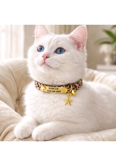Sabit Künyeli İsimli Kedi Tasması, Güvenlik Kilitli Kedi Tasması, İsimli Kedi Tasması Zımbalı Model