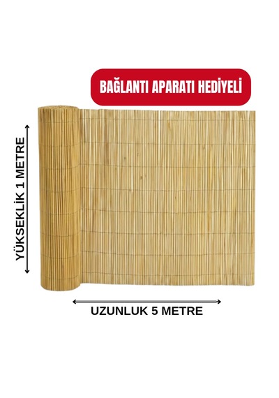 1x5 Metre Kamış Hasır Çit - Bahçe Balkon Gizlilik Örtüsü Güneşlik Ve Rüzgar Kesici