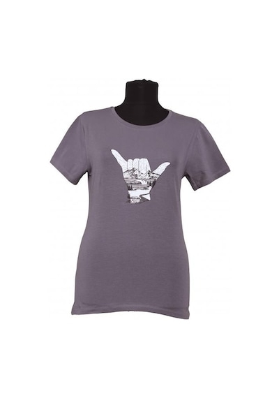 El Baskılı Kadın T-shirt Painted Gri