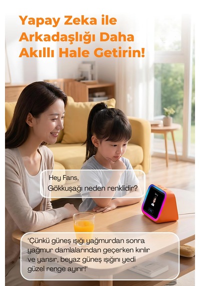 Multifonksiyonel Rgb Aydınlatmalı Yapay Zeka Destekli Eş Zamanlı 21 Dilde Çeviri Yapabilen Alarm Saatli Dijital Fotoğraf Çerçeve Asistan Turuncu