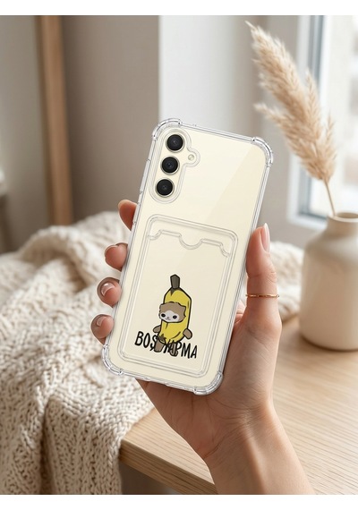 Samsung Galaxy Uyumlu - A36 Boş Yapma Muz Detaylı Kart Bölmeli Şeffaf Telefon Kılıfı Çok Renkli