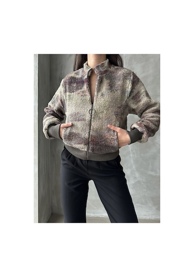 Verymoda Leopar Desenli Peluş Mont F1129 Kamuflaj